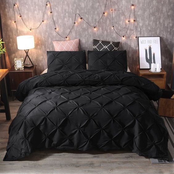 Black Pintuck Duvet Cover Set