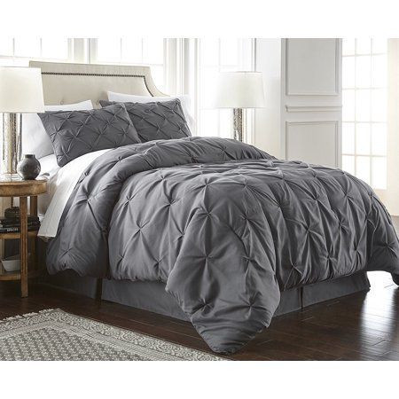 Grey Pintuck Duvet Cover Set